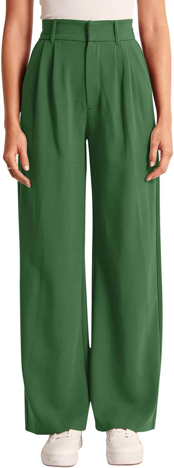 High-Waisted Work Pants for Women – Business Casual Office Trousers with Pockets