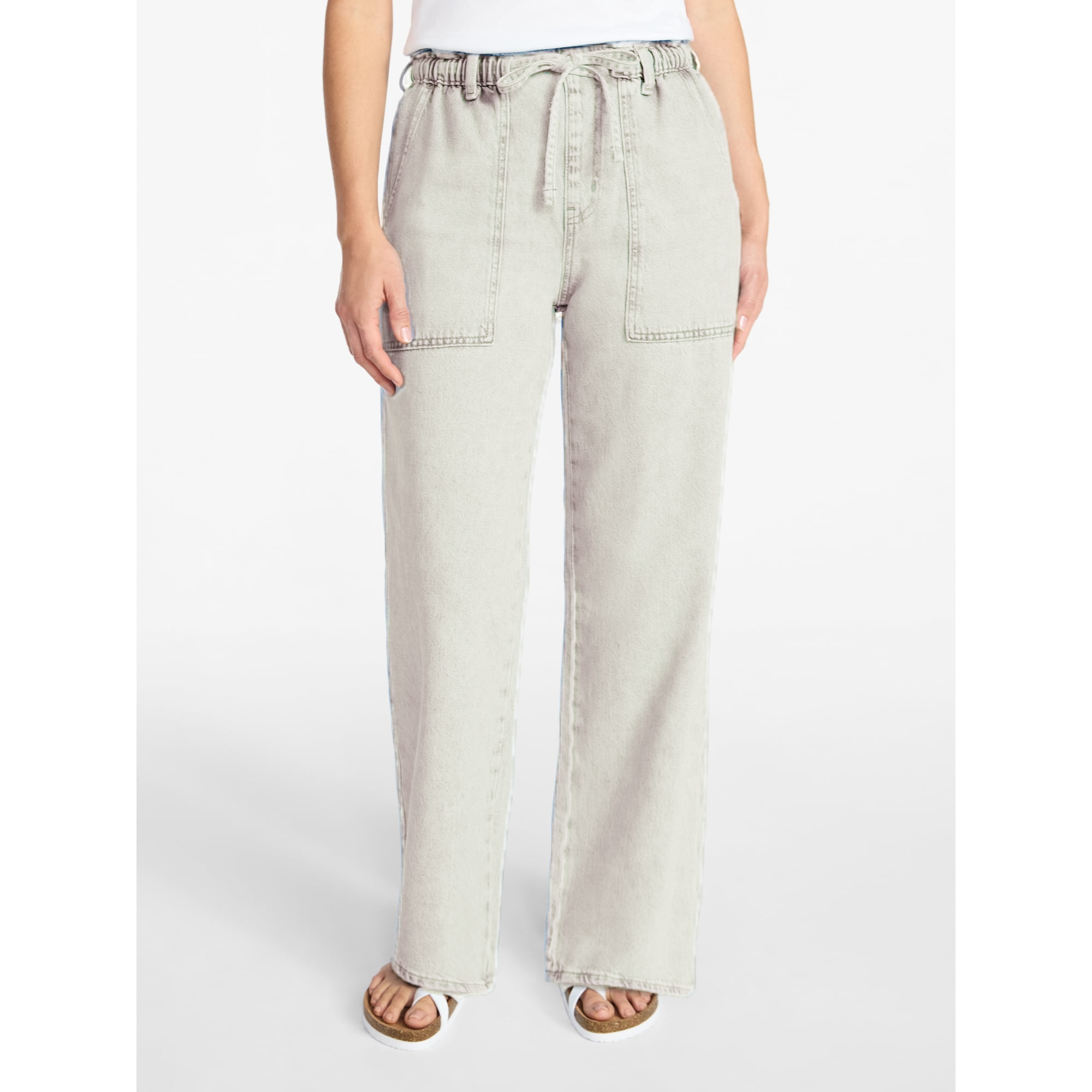 👖Women’s Pull-On Wide Leg Jeans – 30” Inseam Casual Comfort Denim