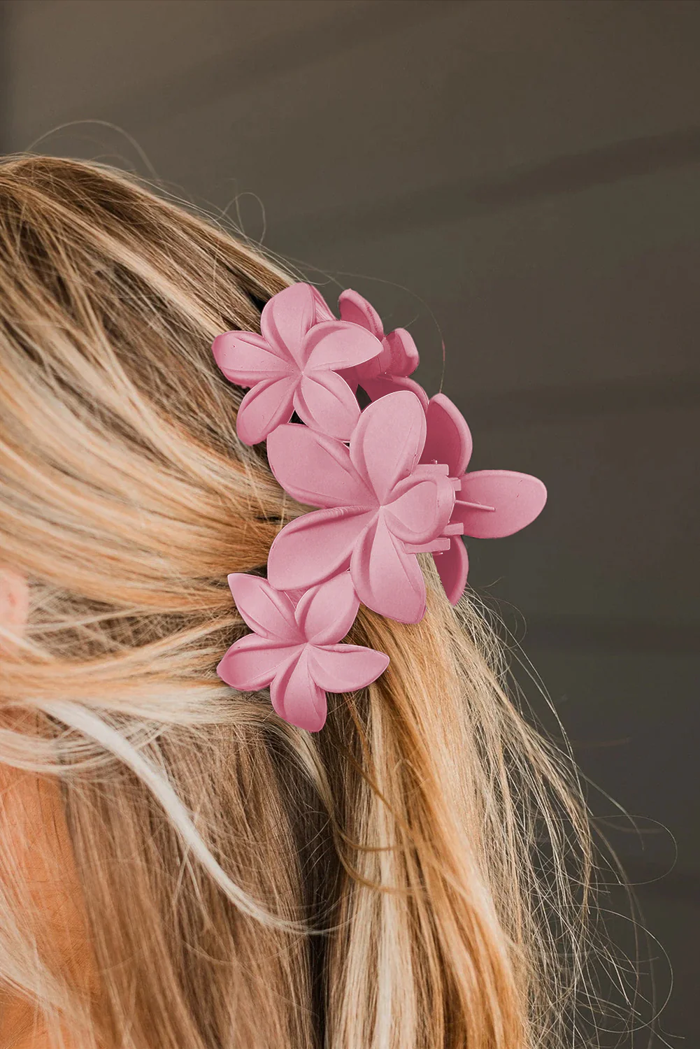 Pink 3D Flower Plastic Resin Hair Claw