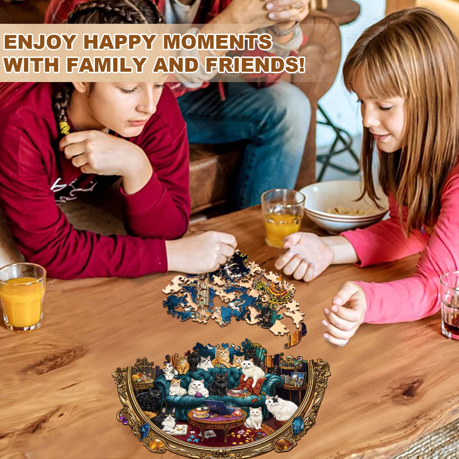 Cat Party Night Wooden Jigsaw Puzzle