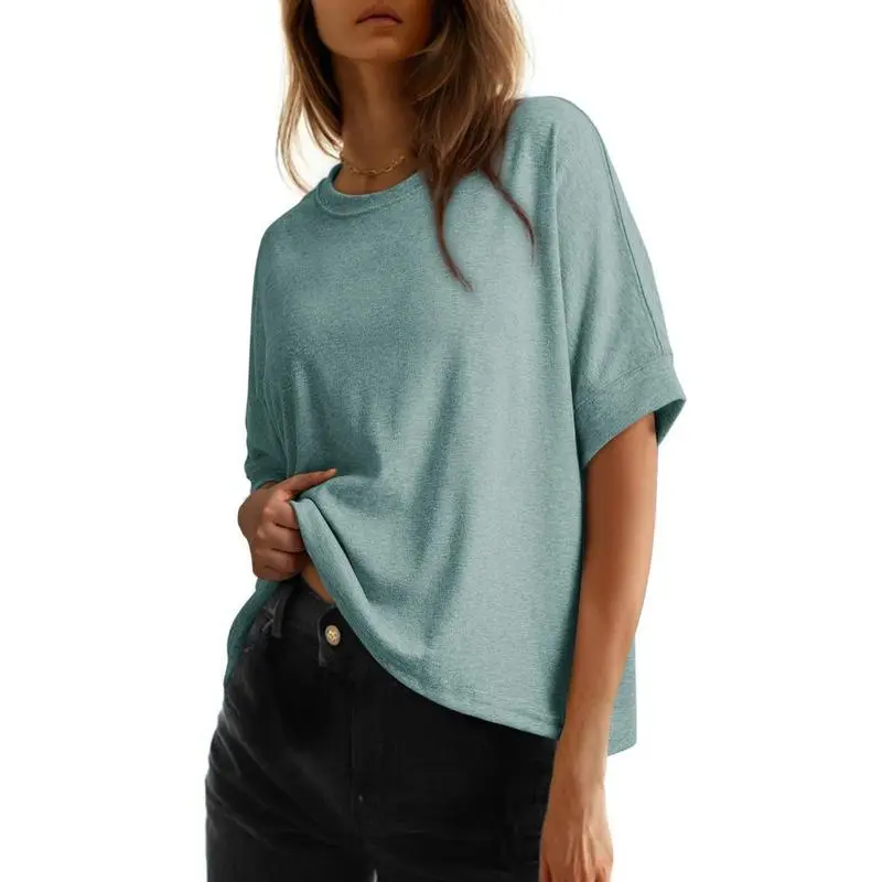 Women's Tops for Women 2026 Loose Oversized Basic Tee Comfortable Soft Fabric Flattering Fit - Womenswear