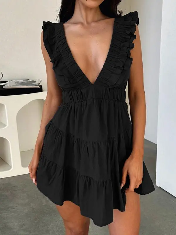 Women's Plain Deep V Neck Sleeveless Dress (Just $4 Each!)