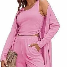 Women's Lightweight Sleepwear 3-Piece Set Sportswear