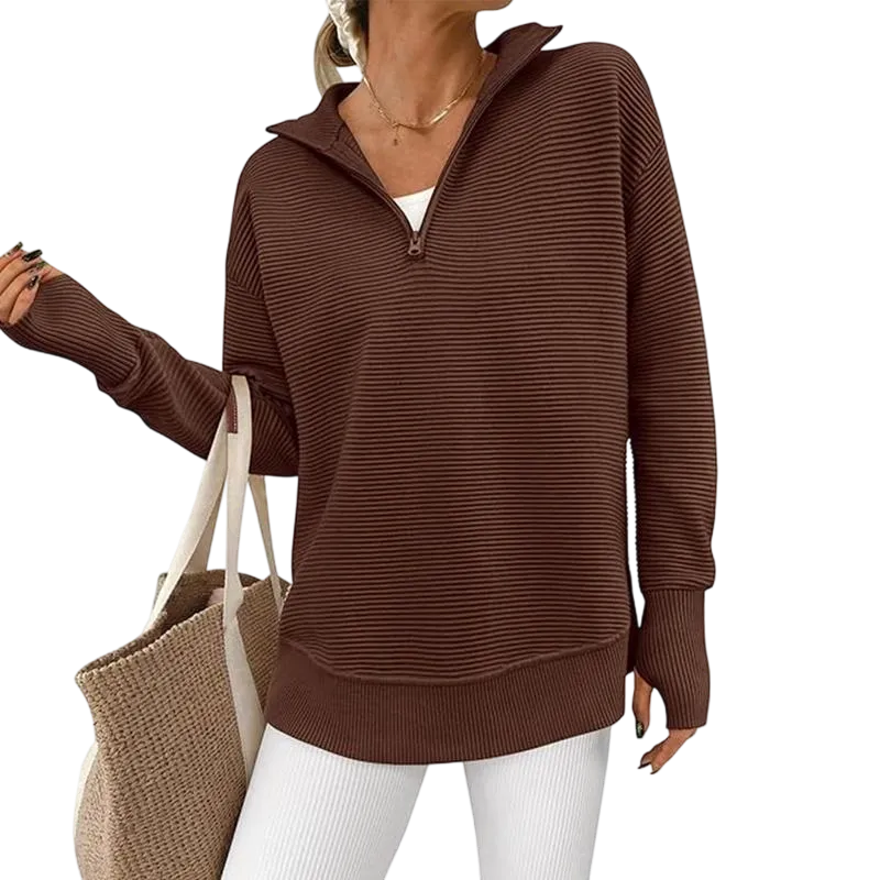 Women's Long Sleeve Quarter Zip Pullover Sweater