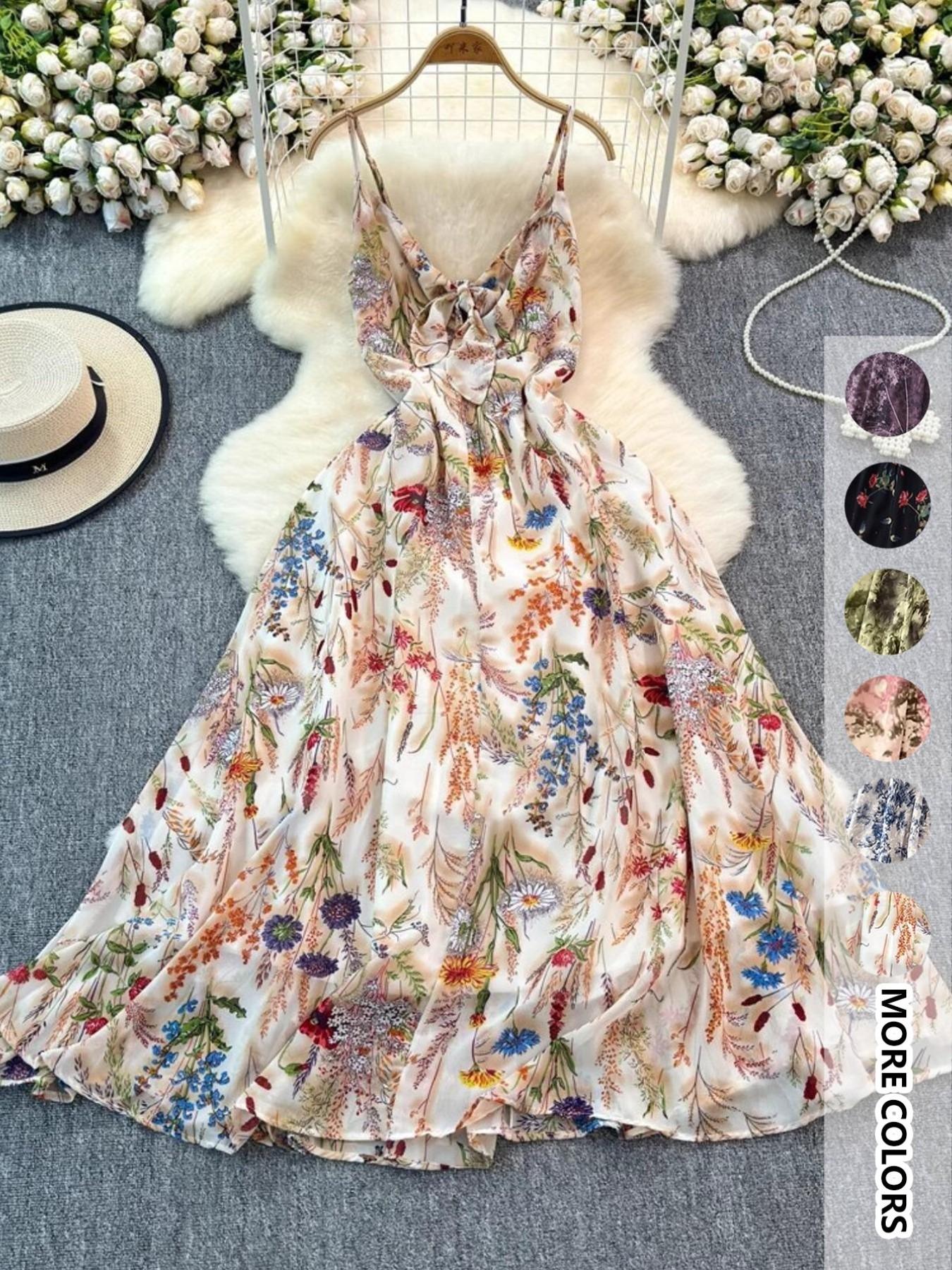 Women's Boho Floral-Print Spaghetti Strap Cami Dress