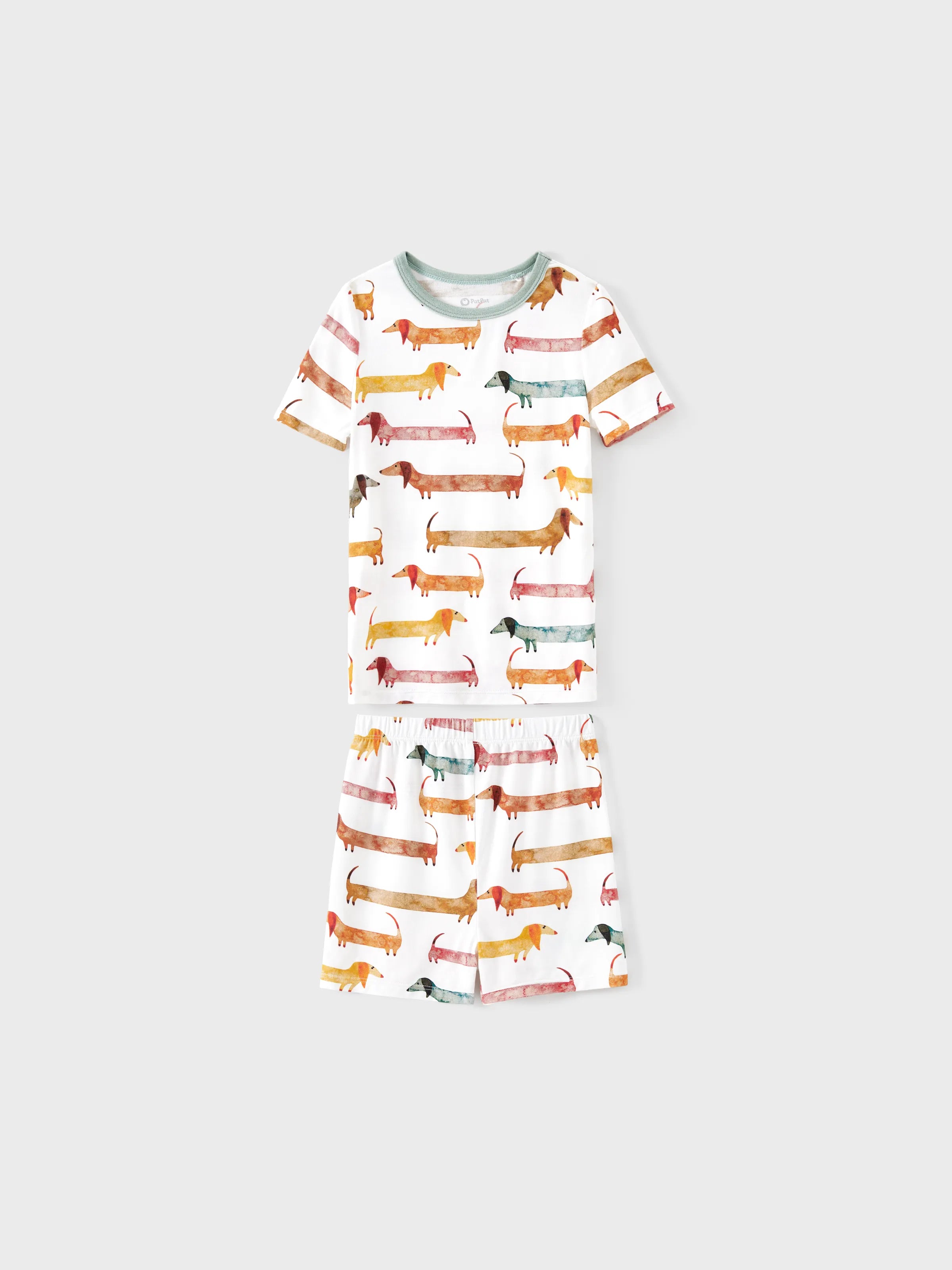 Bamboo Family Pajamas Cute Doggy Patterned Short-sleeve Matching Pajamas Set ( Snug-Fitting for Children ) Multi-color