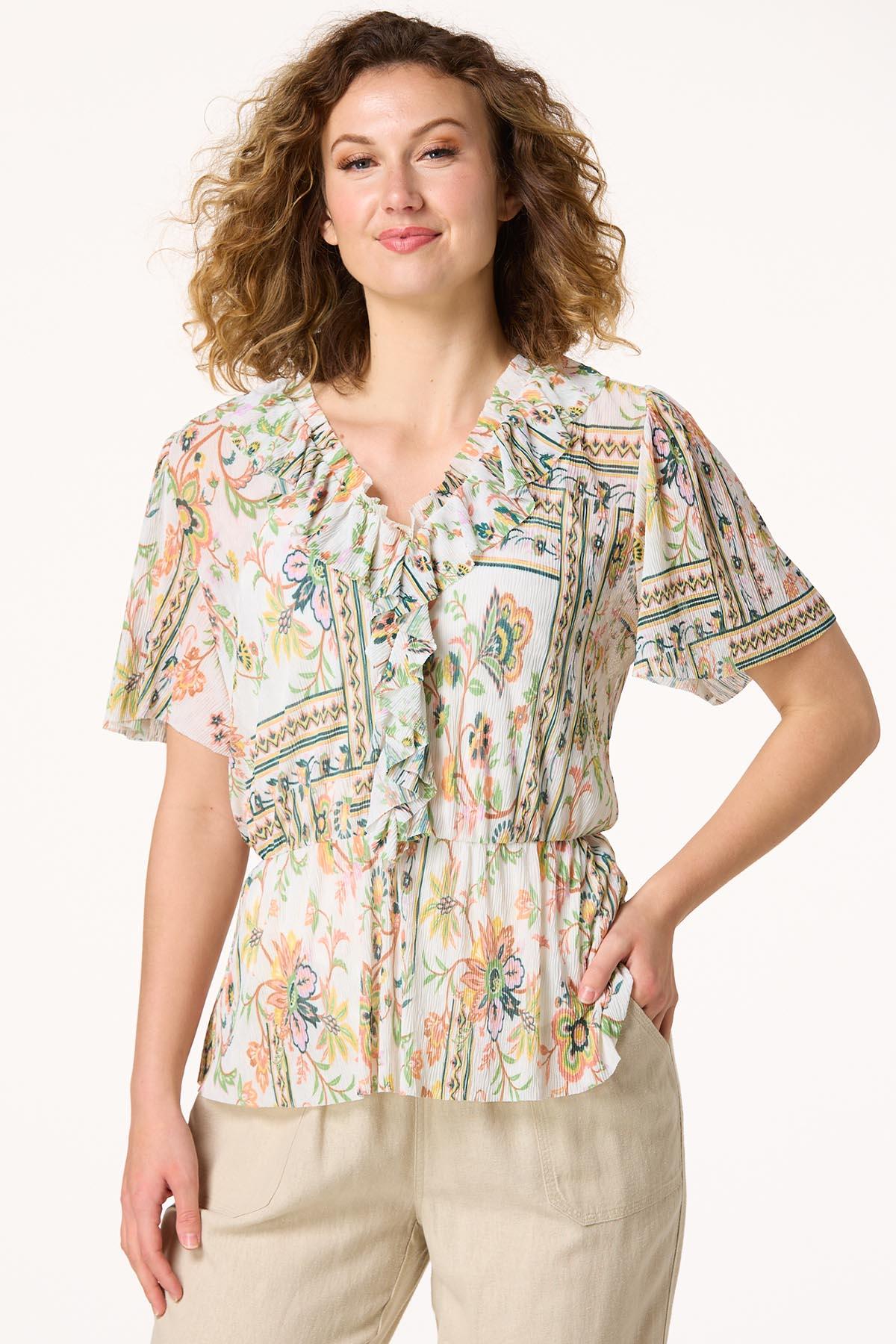 Crinkled Garden Floral Top