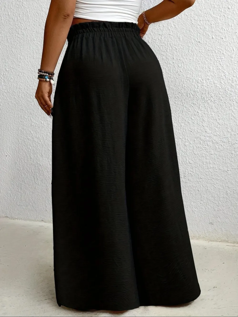 Elegant Plus Size Women's Wide Leg Pants, Loose Fit Commuter Style, Drapey Casual Trousers