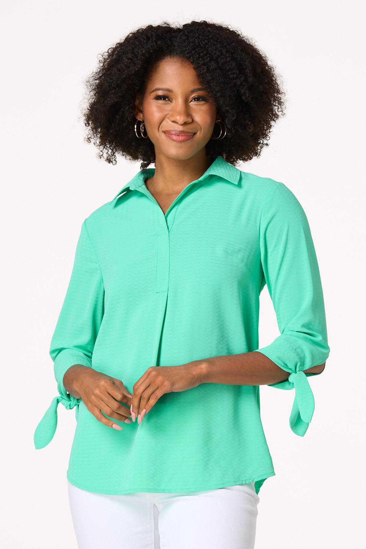 Textured Tie Sleeve Top