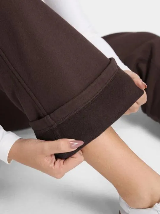 Cotton Fleece Lined Sweatpants Women Straight Leg Casual Lounge Sweat Pants