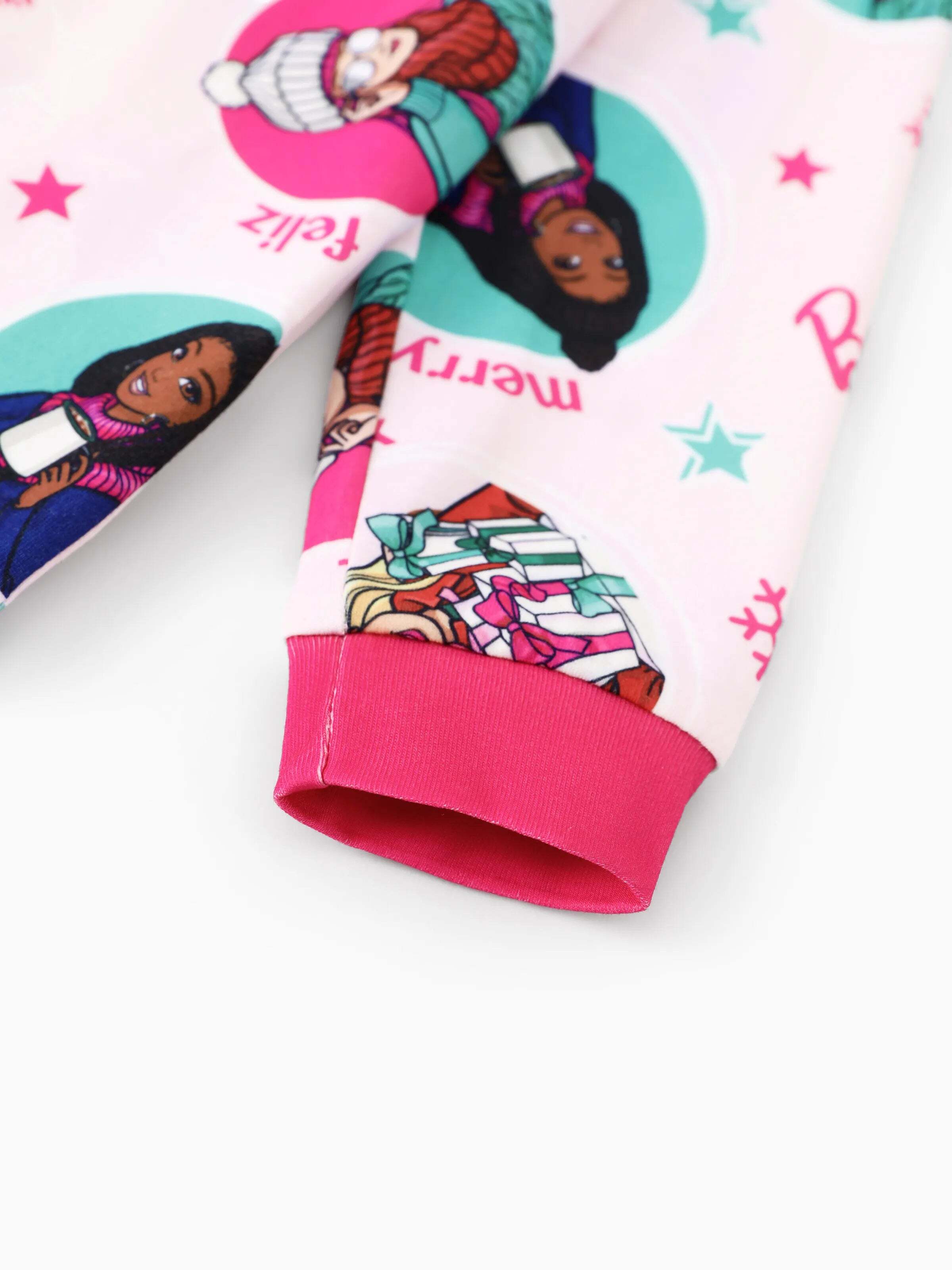 Barbie Christmas Matching Family Snowflake Pajamas Set with Christmas Socks Pink