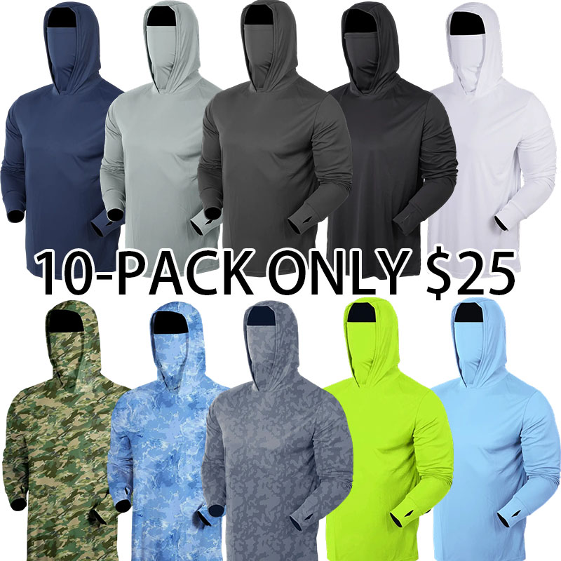 Men’s UPF 50+ Hooded Sun Protection Shirt with Face Mask & Neck Gaiter