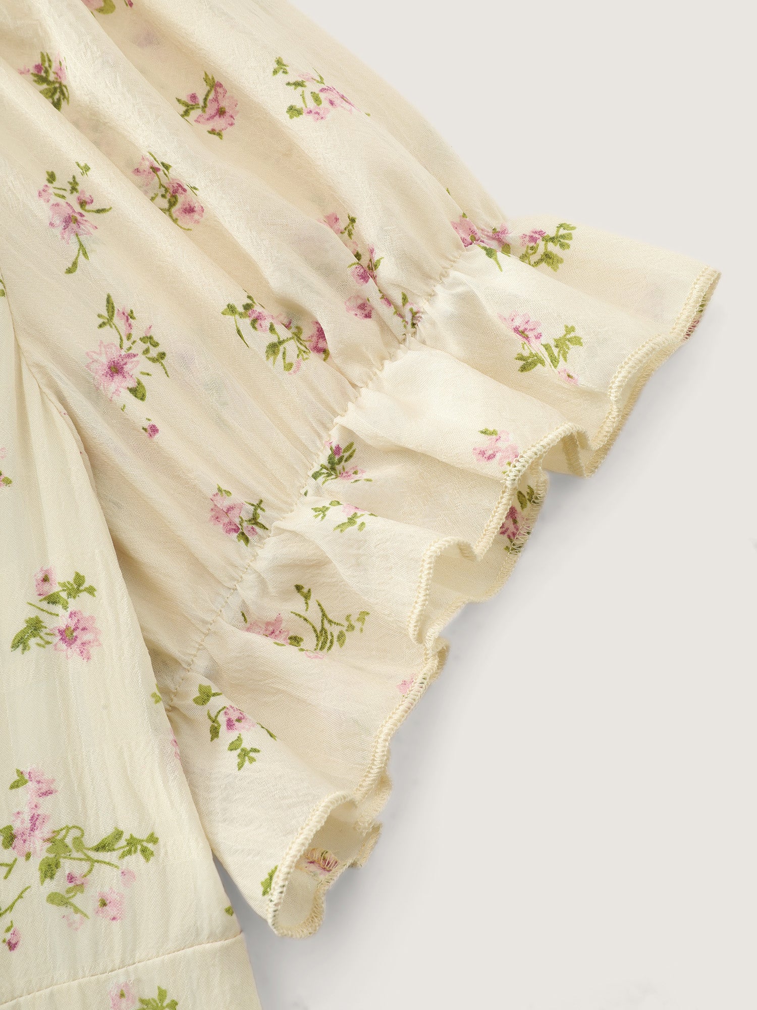 Delicate Floral Print Bow-Knot Maxi Dress