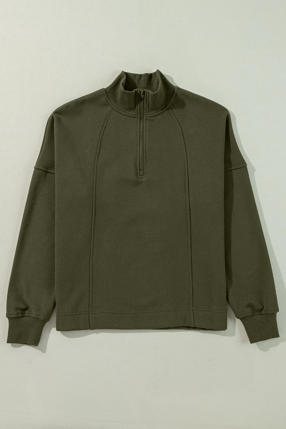 Jungle Zipped Neck Pullover Drop Shoulder Sweatshirt