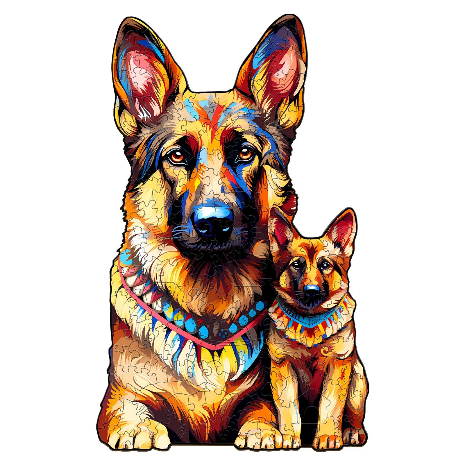 German Shepherd Family Wooden Jigsaw Puzzle