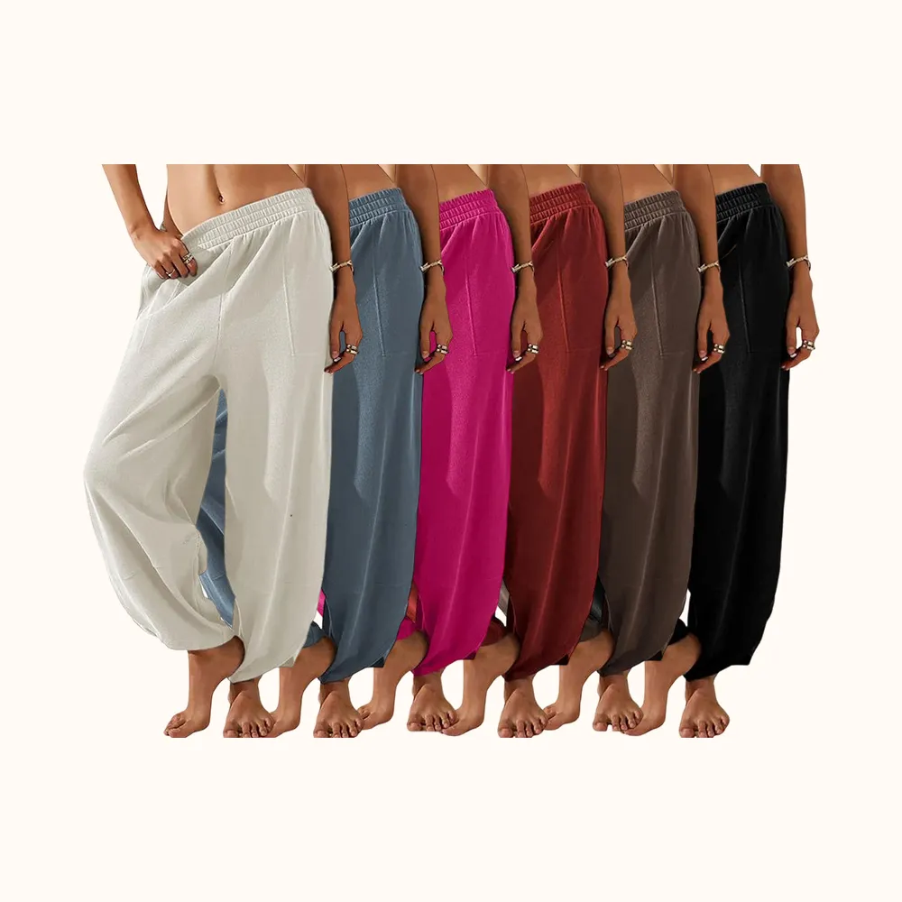 Women's Baggy Wideleg Pants Casual Elastic Waisted Palazzo Harem Pants