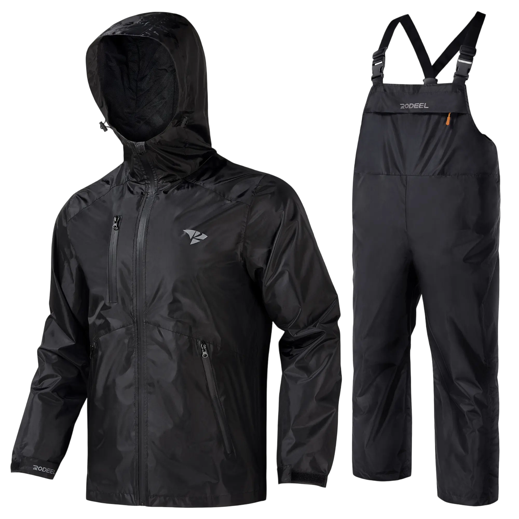 Waterproof Bib Overalls Rain Suit Men Lightweight Breathable Full Zip Hooded Jacket Durable Rain Coat Weatherproof Rainwear