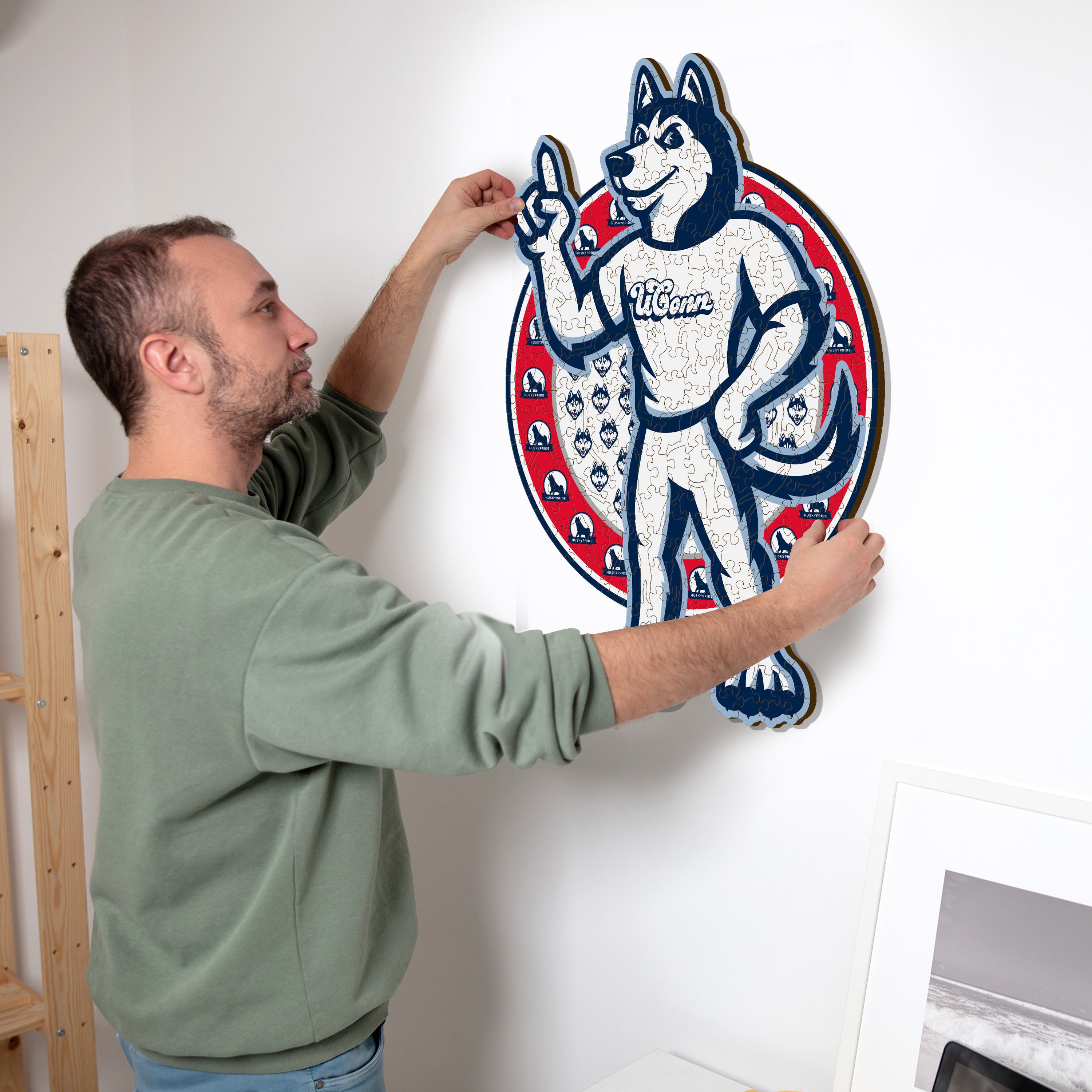 University of Connecticut Mascot - Wooden Puzzle