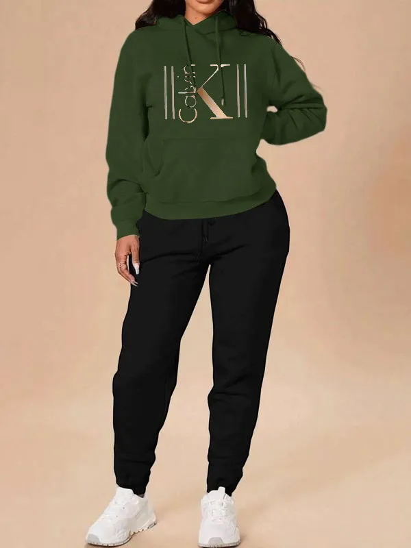 Women's Casual Hooded Sweatshirt Set