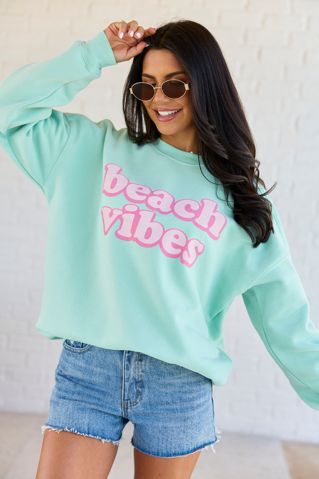 Beach Vibes Mint Graphic Sweatshirt
