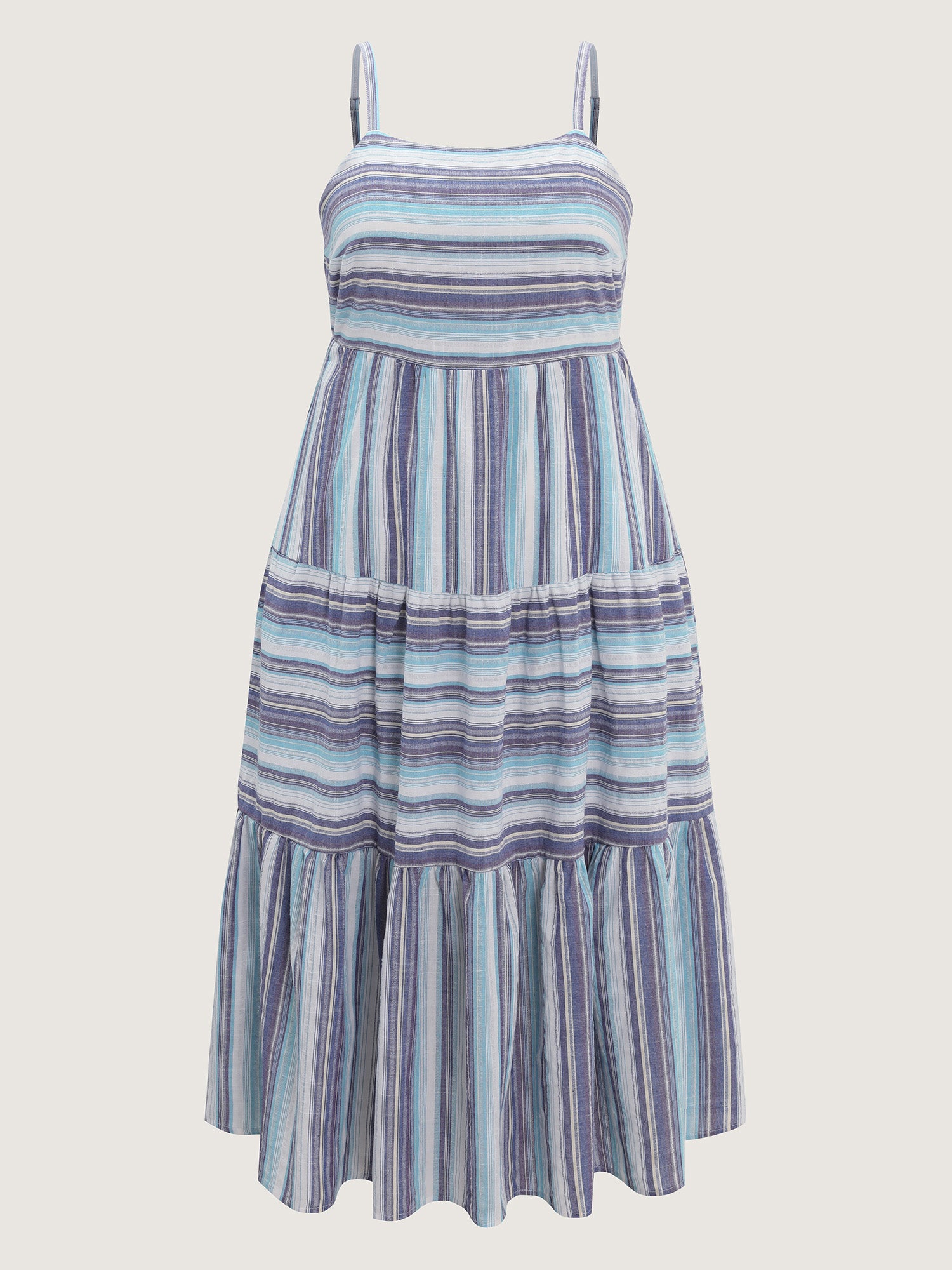 Pure Cotton Asymmetrical Stripes Open Back Midi Dress