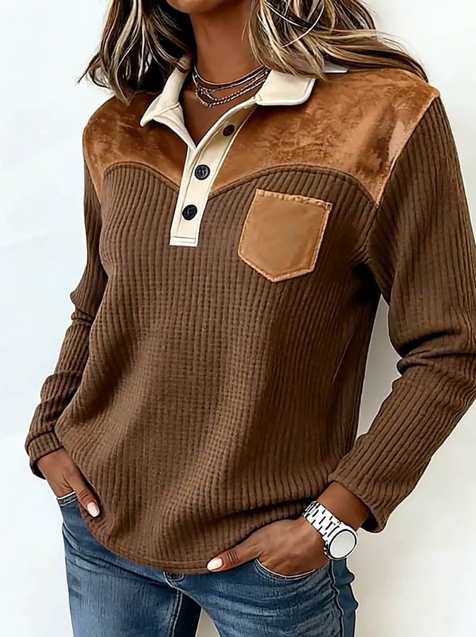 Women's Casual Loose-fitting Lapel Sweatshirt