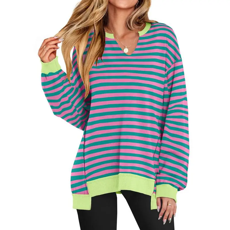 Womens Oversized Sweatshirt V Neck Long Sleeve