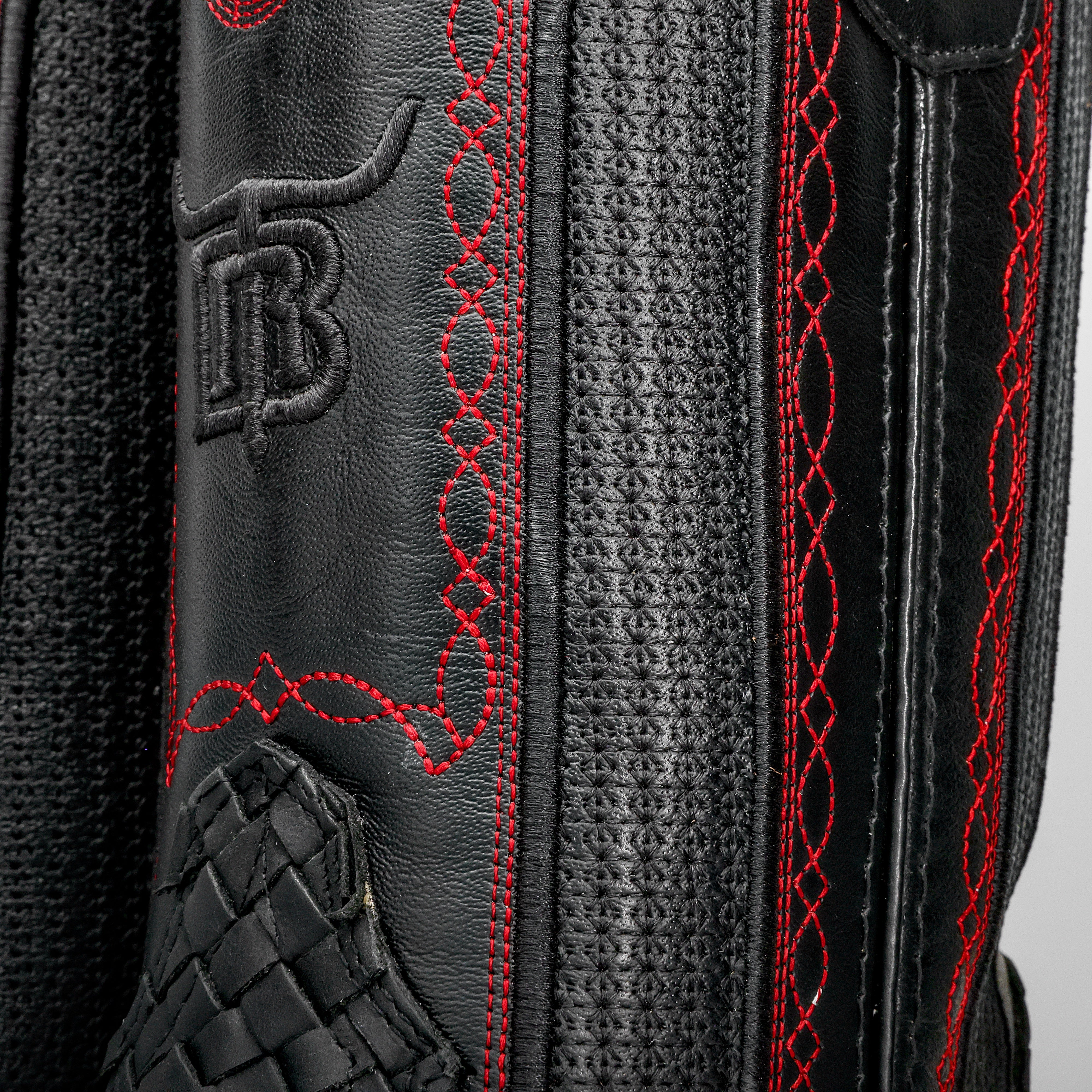 Black Basketweave Leather Boots - Square Toe