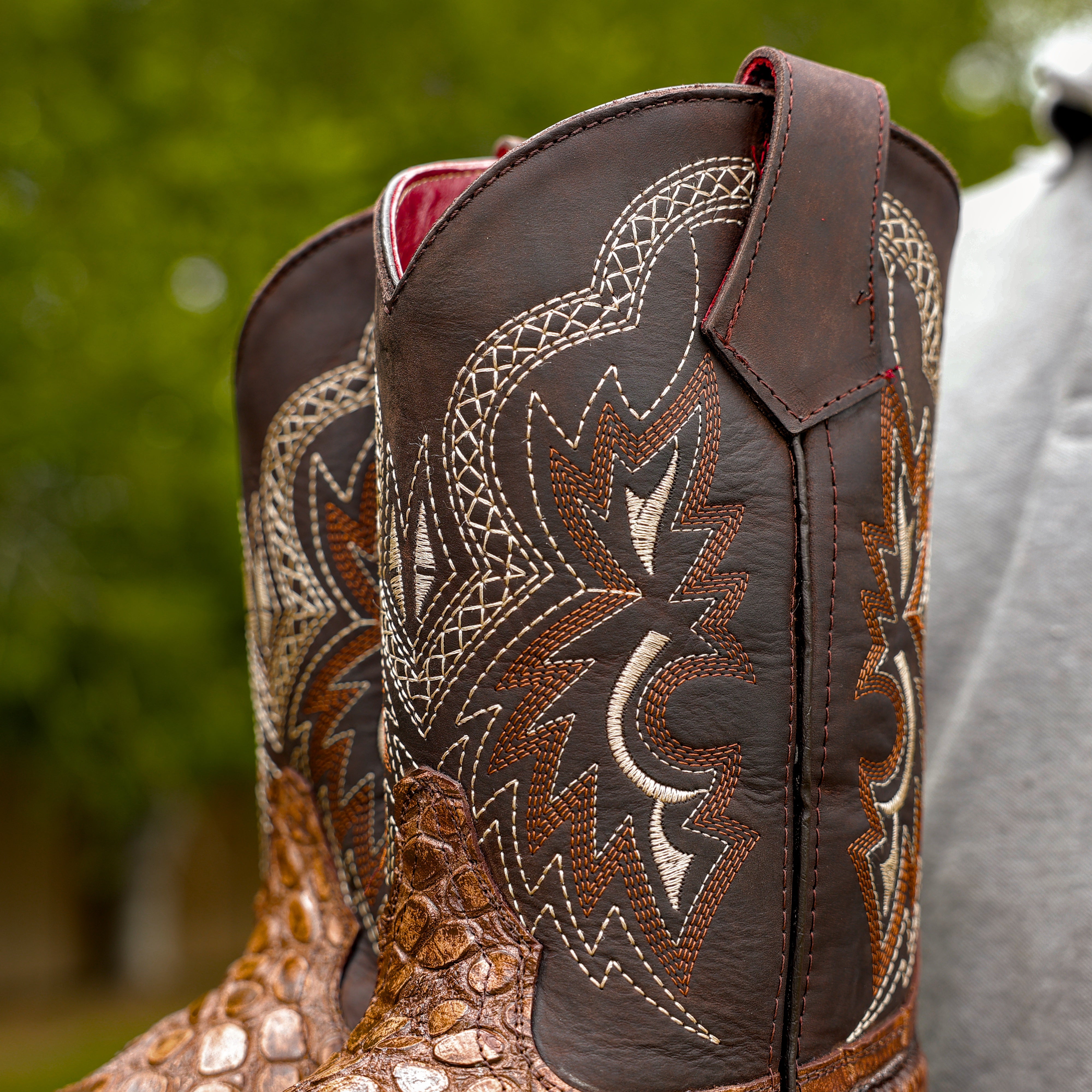 Orix American Gator Belly Leather Boots With Lightweight Soles - Square Toe