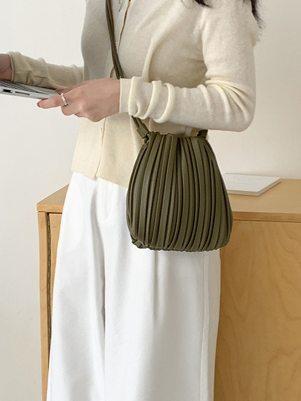 Drawstring Pleated Split-Joint Crossbody Bags