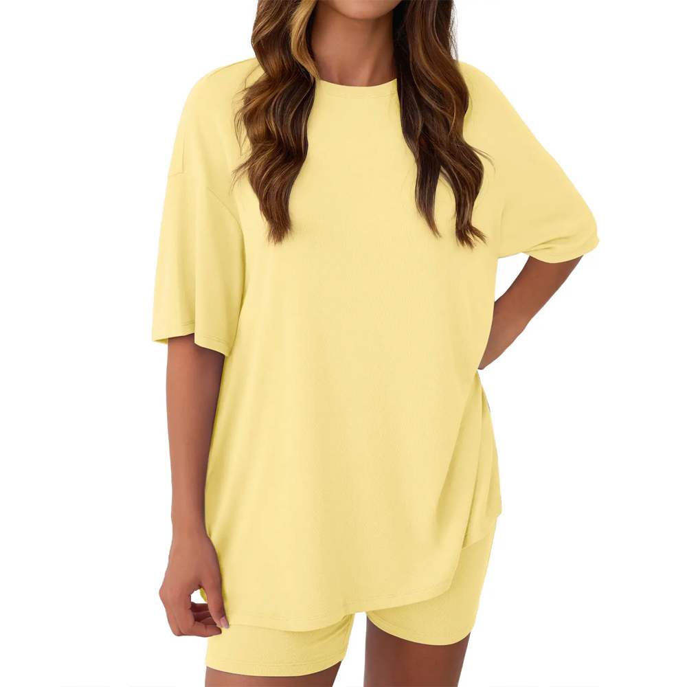 Women’s Oversized Tee & High-Waisted Biker Shorts Set