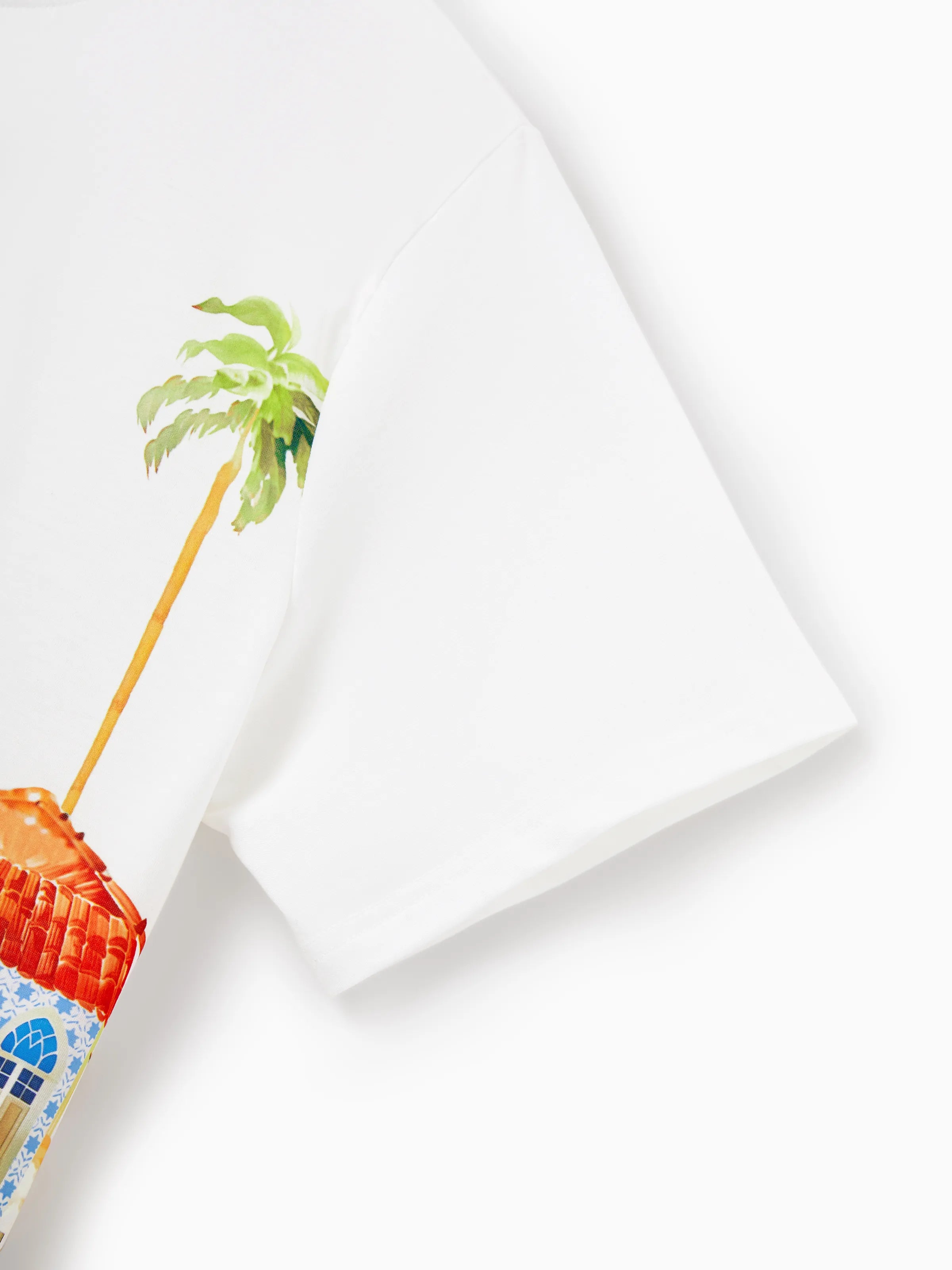 Family Matching Vacation Set Tropical Pineapple Coconut Tree Print Short-sleeve T-shirt or Hollow out Strap Dress for Summer Vacation  White