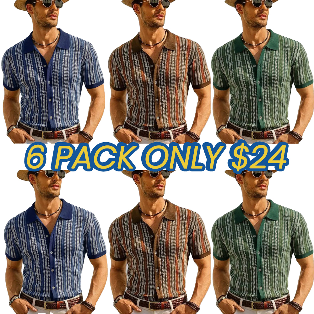 Men's Retro Button- Sweater  - Lightweight Non-Stretch Shirt for Spring/Summer, Formal & Casual Outfits