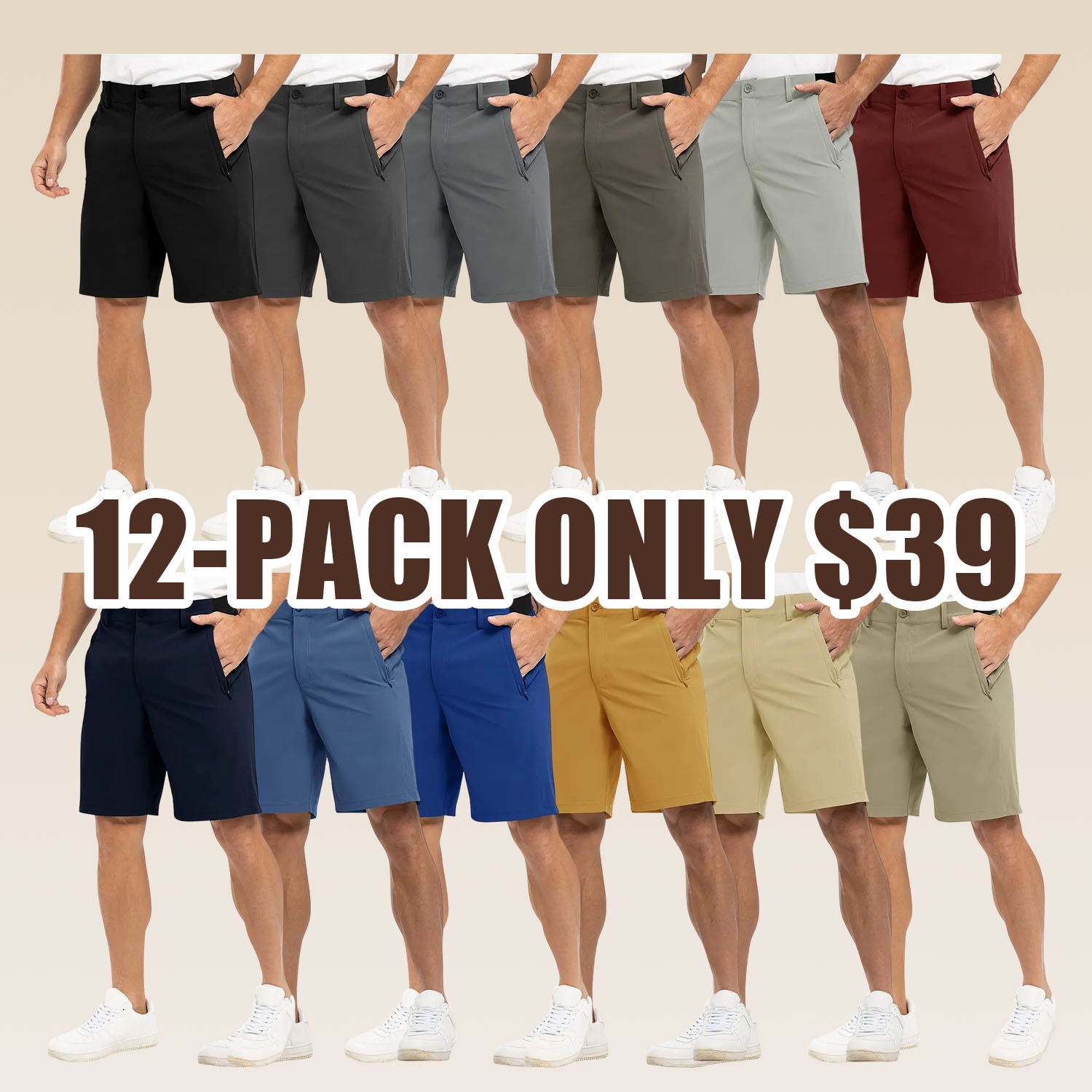 Men's Fashion 【Plus Size,32-52】 9'' Golf Work Shorts Stretch Waistband Quick-Dry Fit Hiking Casual Business Dress Athletic Mens Lightweight Pants 3 Pockets