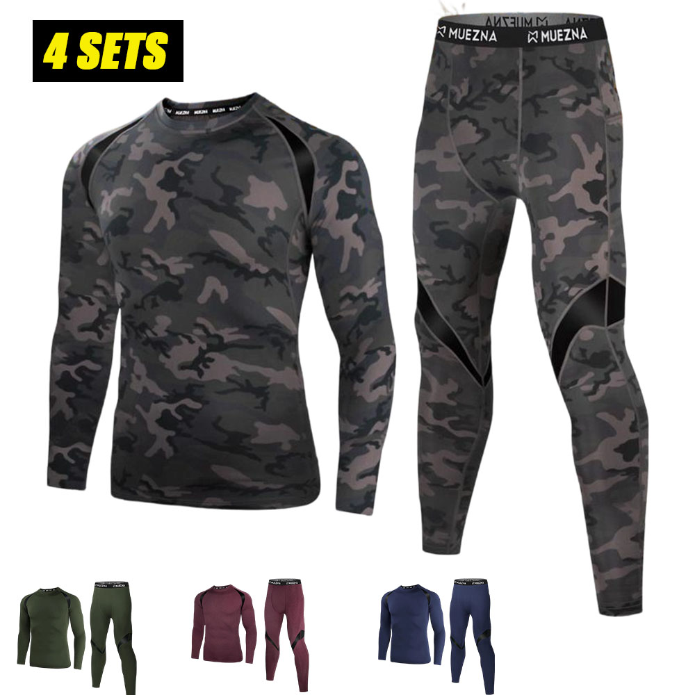 Men's Warmth-Preserving Jacket and Underwear Set - Underpants, Overalls, Long Pants - Base Layer Warmth-Resistant Fur Liner