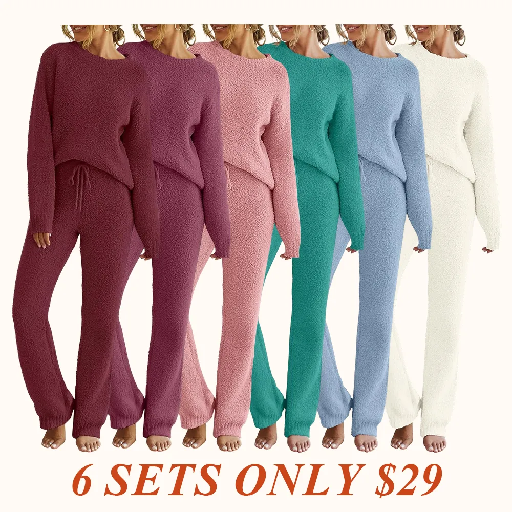 Womens Pajama Sets 2025 Fall Lounge Sweater Set