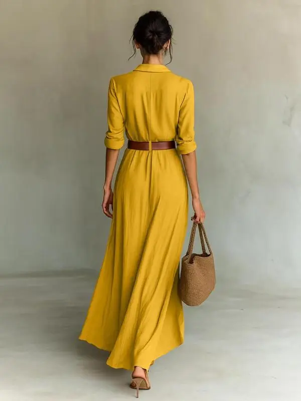 Elegant Autumn Dress for Women, Sexy Solid Color Ruched Design