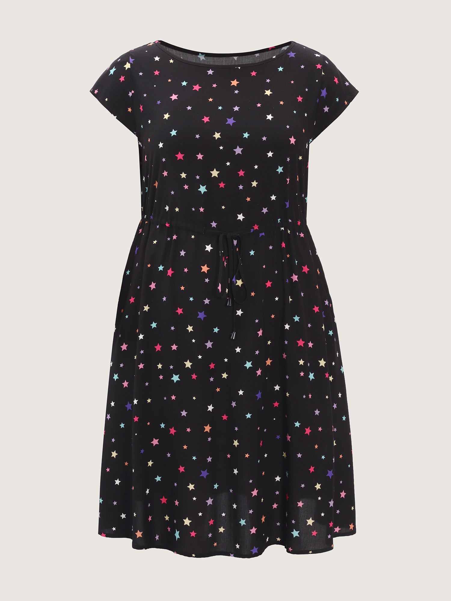Colorful Star Print Pockets Mini Dress