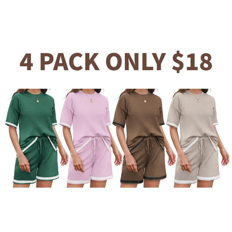 🔥8-PACK (Contain all color)🔥Women's Summer Knit Pajama Set
