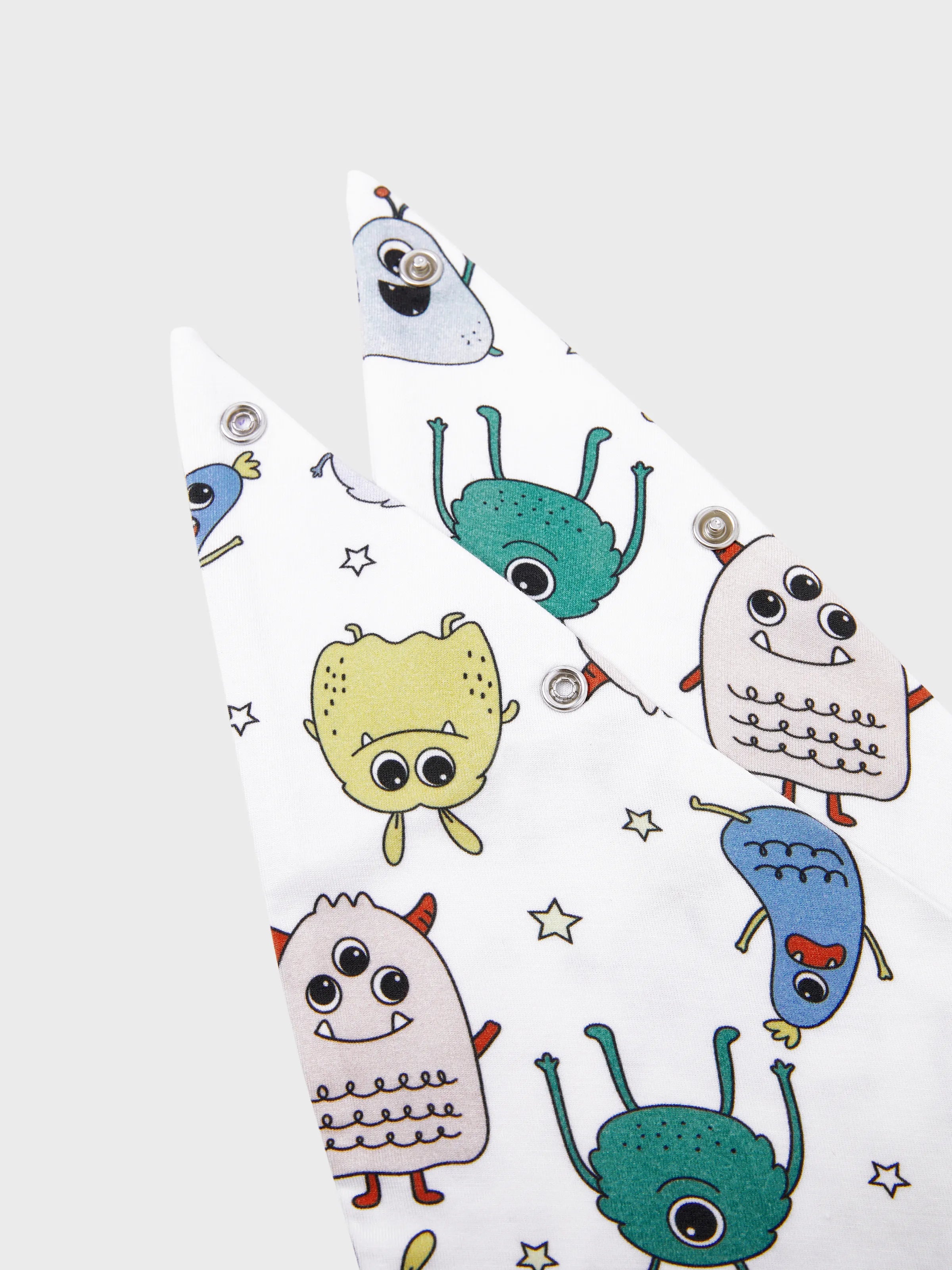 Bamboo Family Pajamas Cute Little Monster Print Short-sleeve Matching Pajama Set ( Snug-Fitting for Children ) White