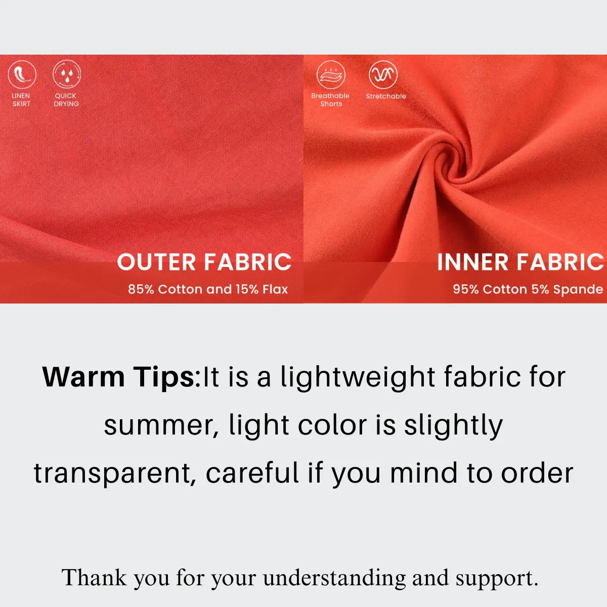 Women’s Cotton Linen A-Line Skorts with Ruffle Waistband