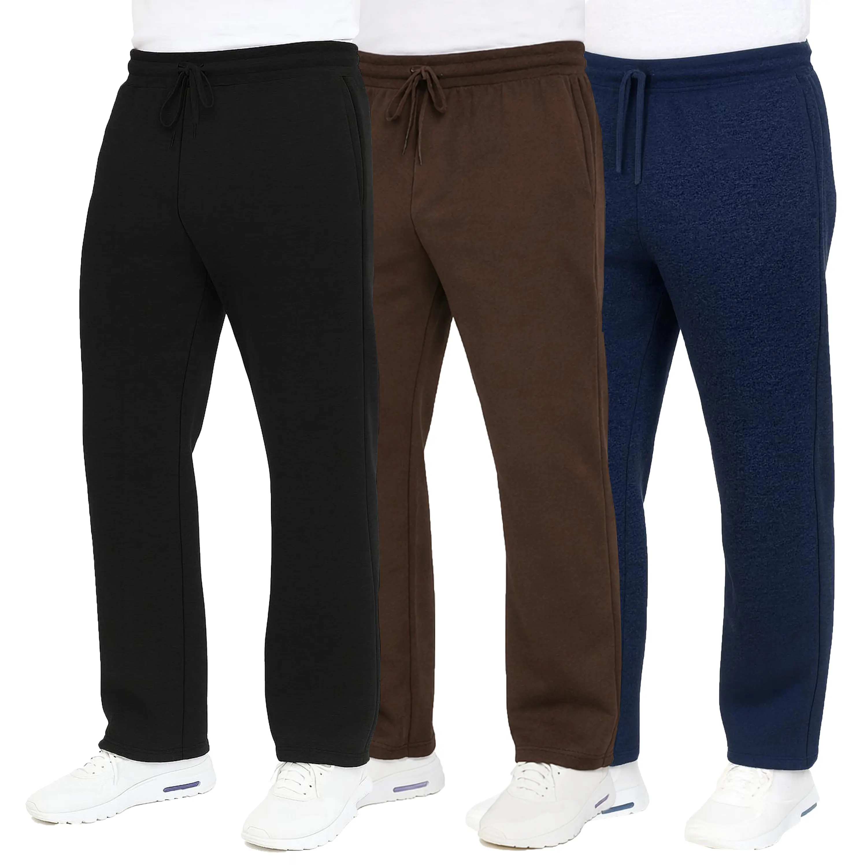 3-Pack Men's Classic Heavyweight Fleece Sweatpants with Open Bottom