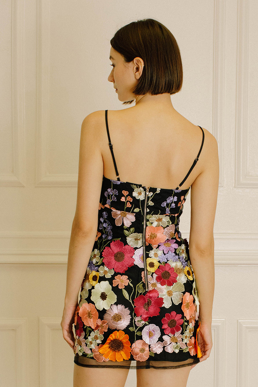 Allie 3D Floral Embroidered Mini Dress