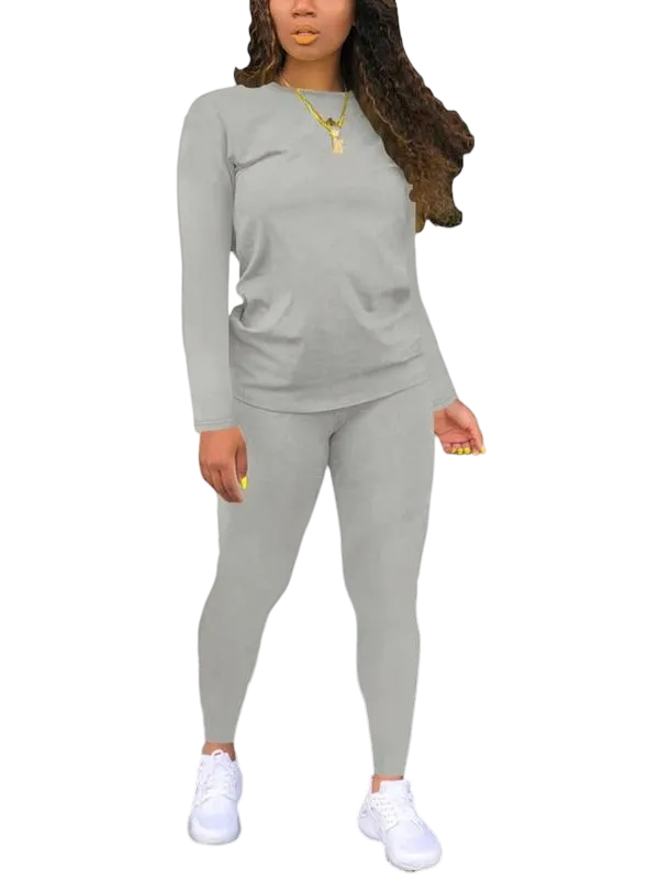 Women's solid color elastic waist pants suit