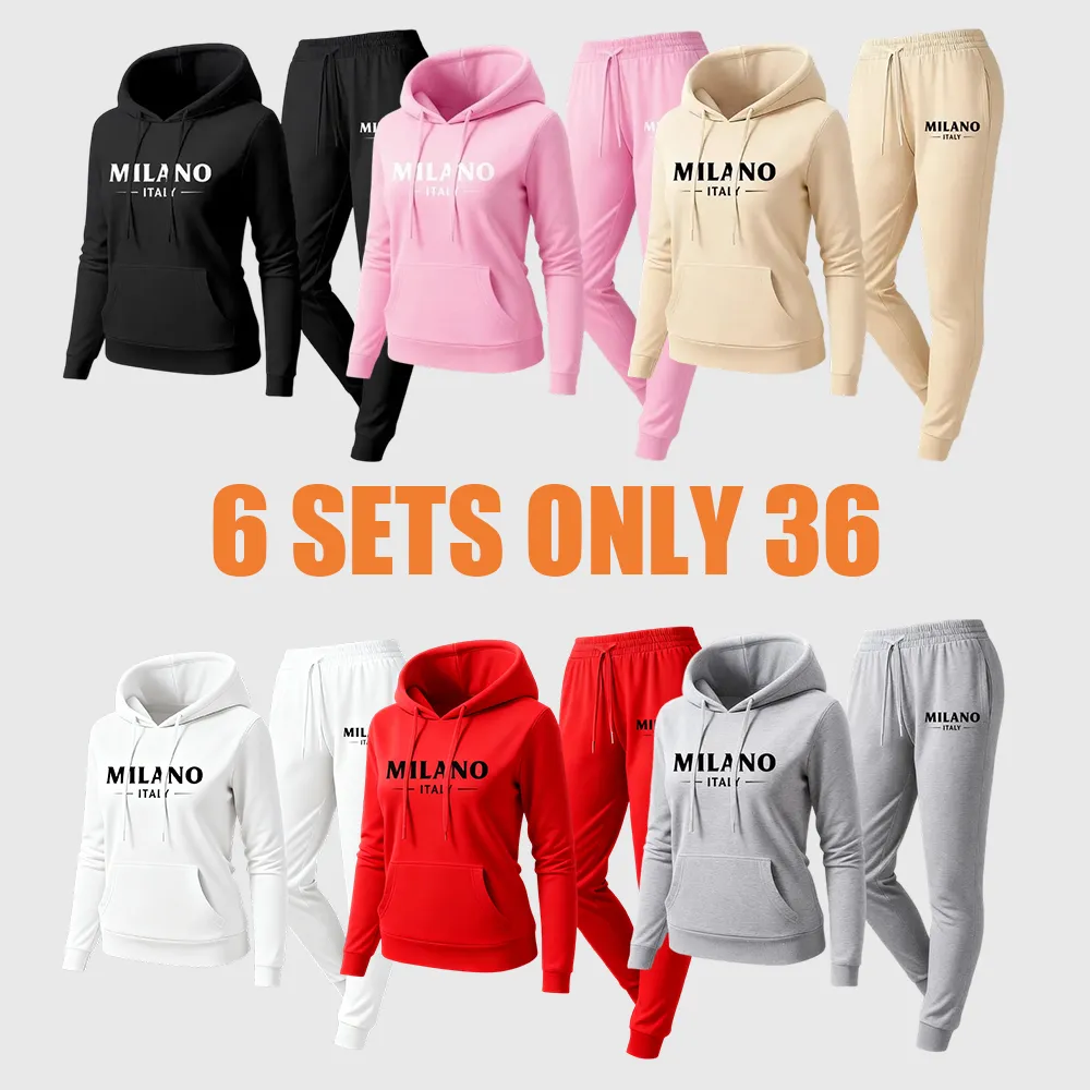 Women's Milan city print hoodie and drawstring track pants set