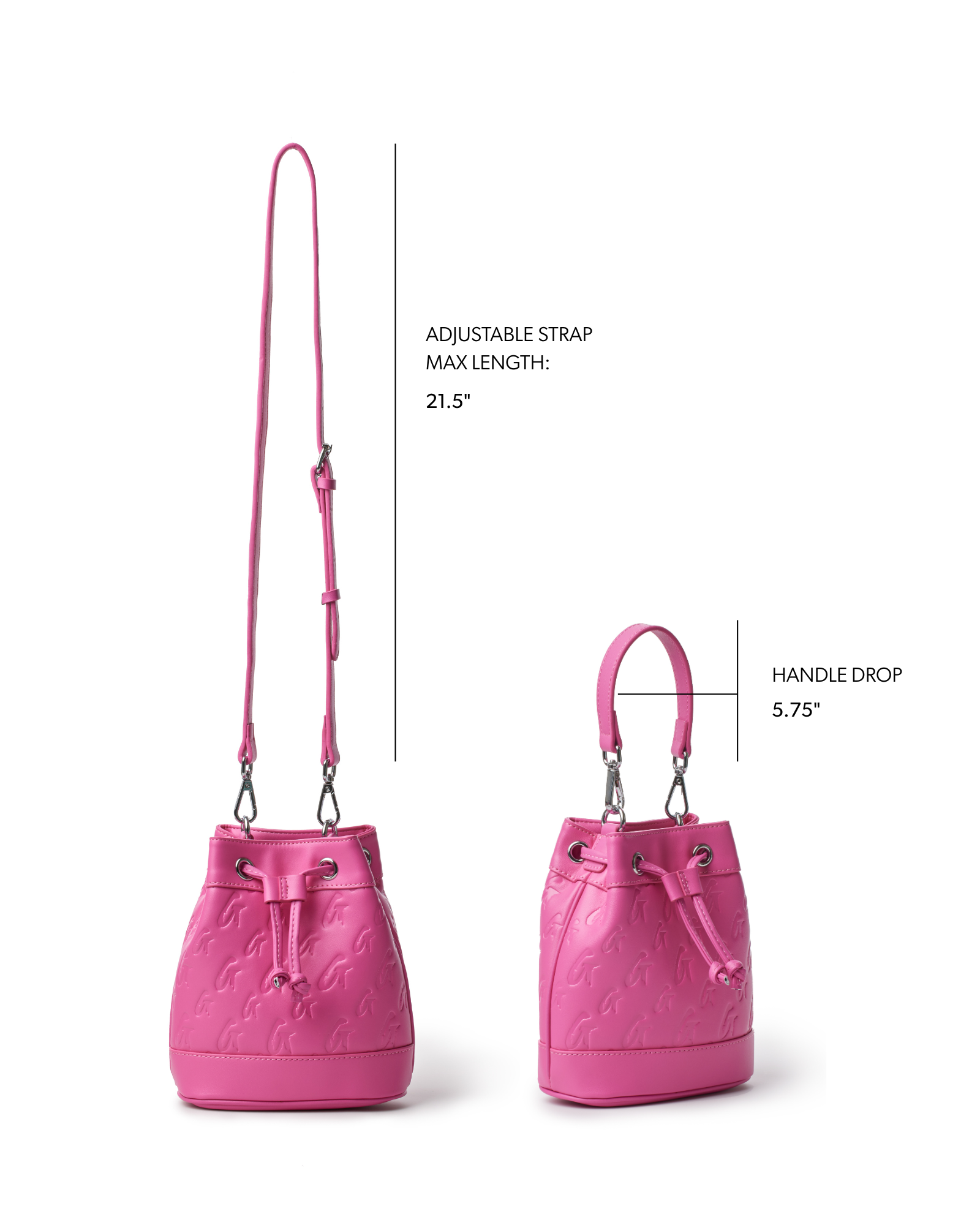 MINI MONOGRAM BUCKET BAG - HOT PINK