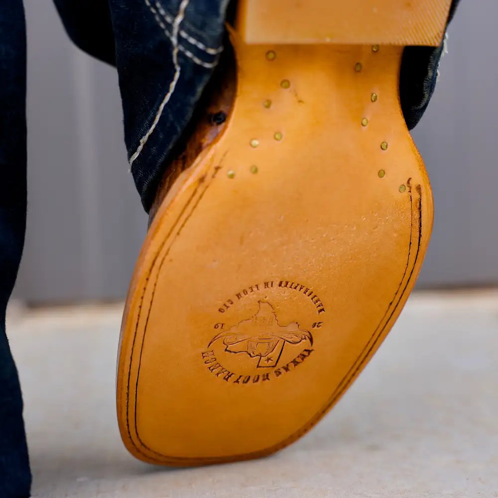 Cognac Ostrich Leather Boots - Square Toe