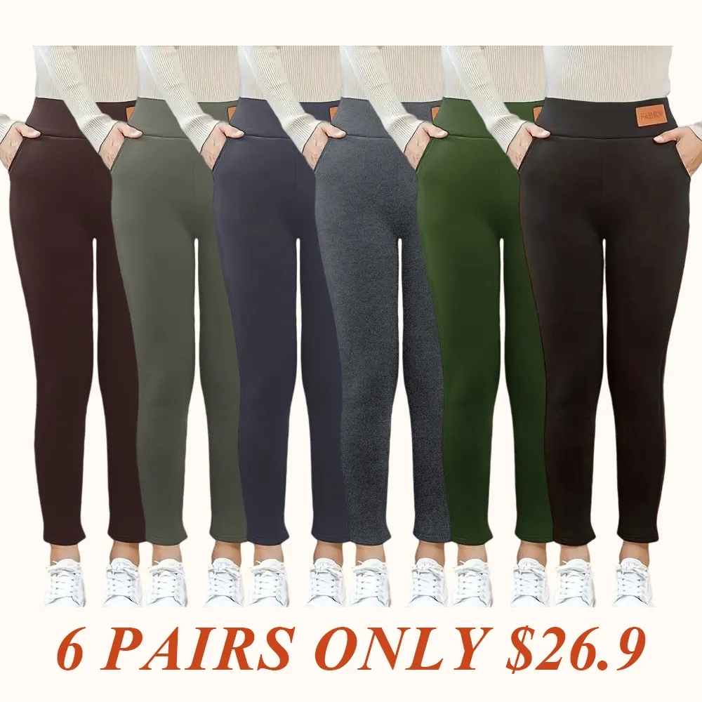 Women's solid casual plush leggings