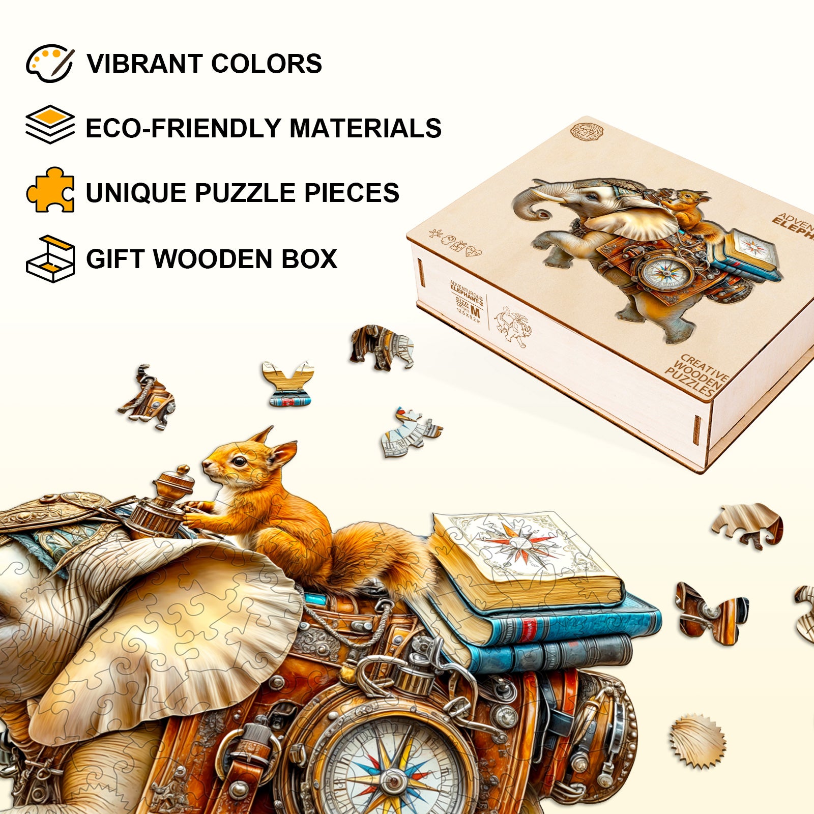 adventurous elephant-2 Wooden Jigsaw Puzzle