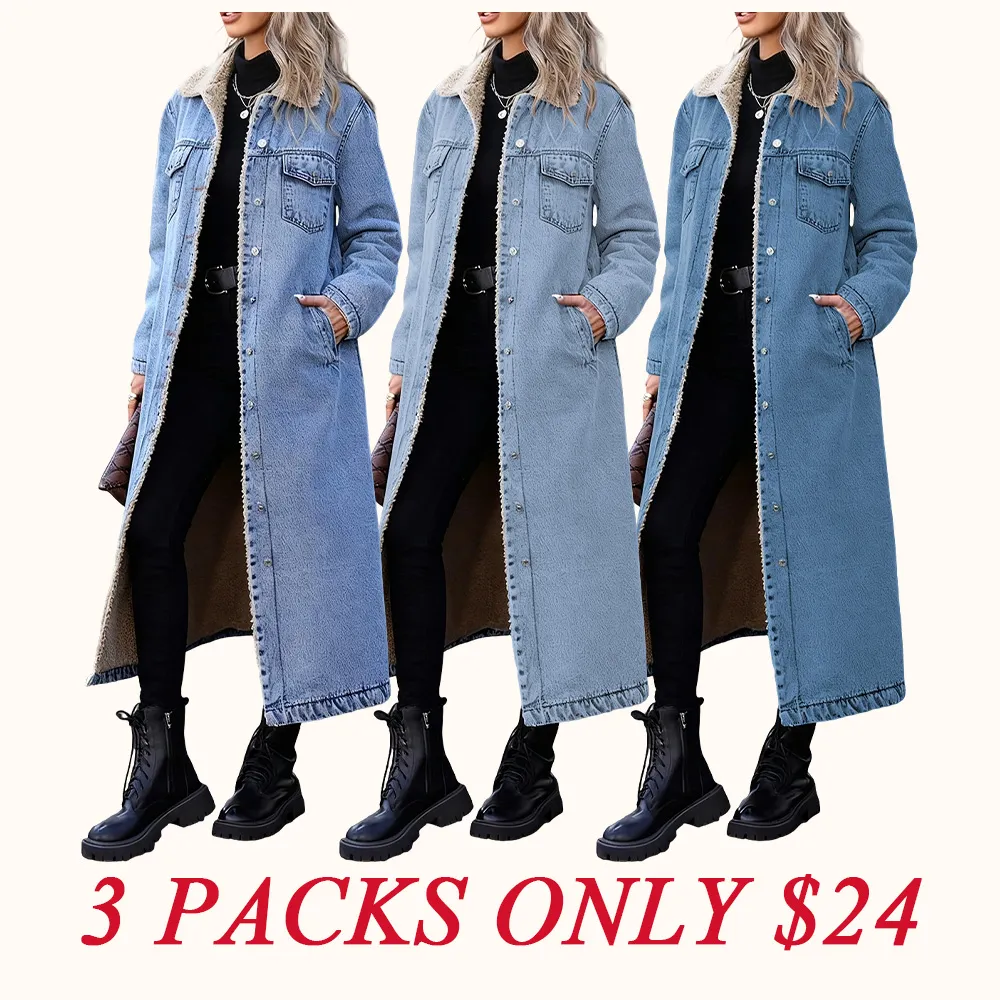 Women's Casual Denim Long Coat